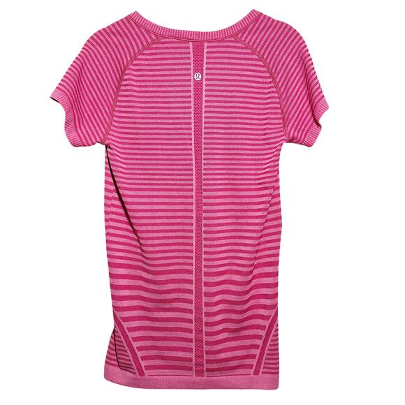 Lululemon Run Swiftly Heathered Berry Rumble tee athletic tee pink striped 8 - Picture 3 of 7
